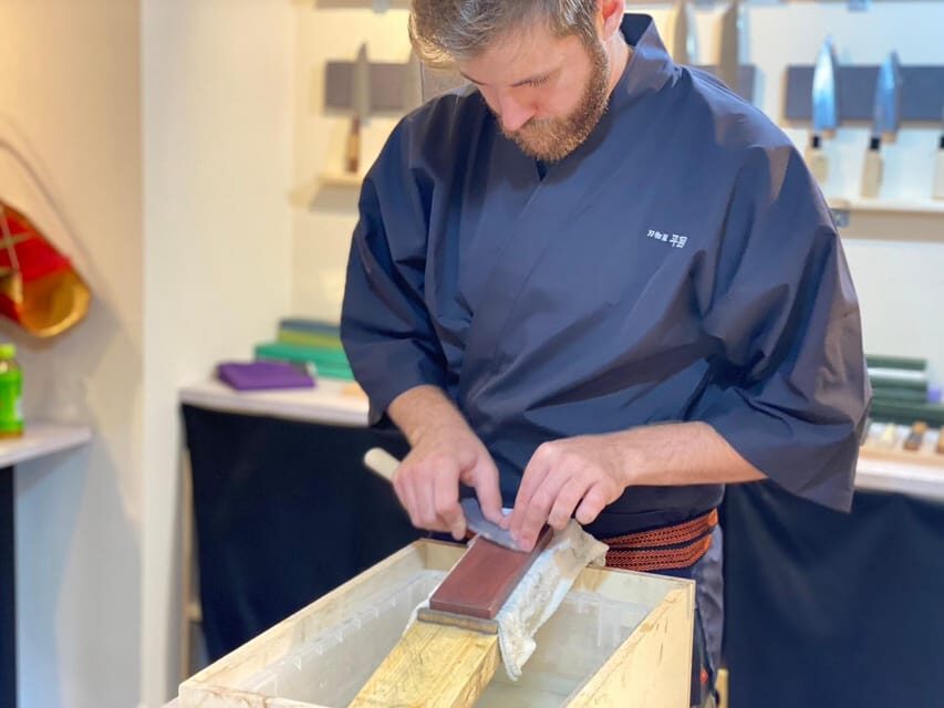Kyoto: Beginner Knife Sharpening & Handle Fitting Workshop - Sharpening 101 on whetstones: you practice, then you get checked
