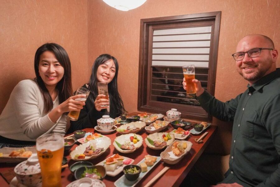 Kyoto: Foodie Night Tour in Gion with 9 dishes + 6 Sake - The first food stop in Gion: seasoned Kyoto comfort foods