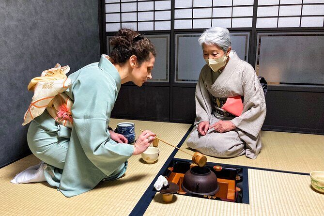 KYOTO Tea Ceremony with kimono near by Imamiya Jinjya Shrine - How You Learn Tea Etiquette Step by Step